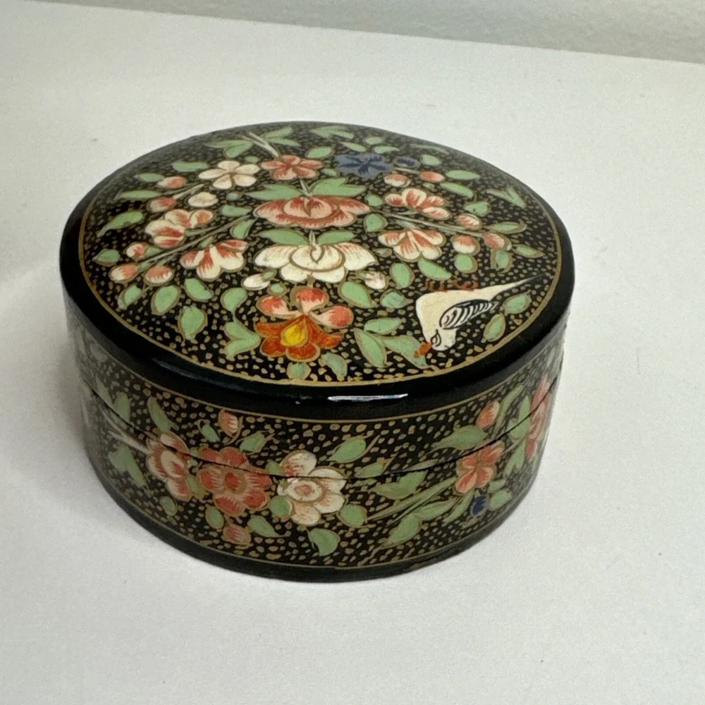 Vintage Small Papier Mache jewelry box made in India